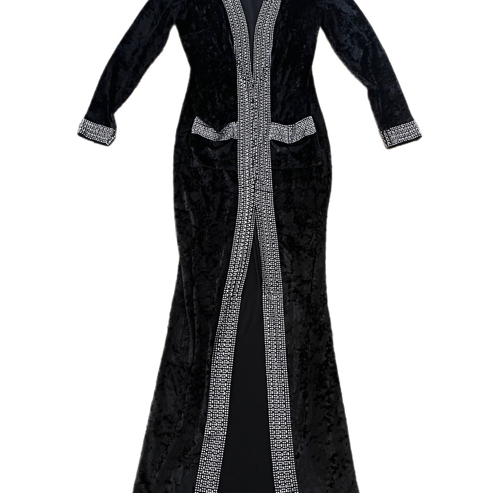 NWT Vamp Whimsigoth Morticia Showgirl Red Carpet Velvety Dress Event Evening